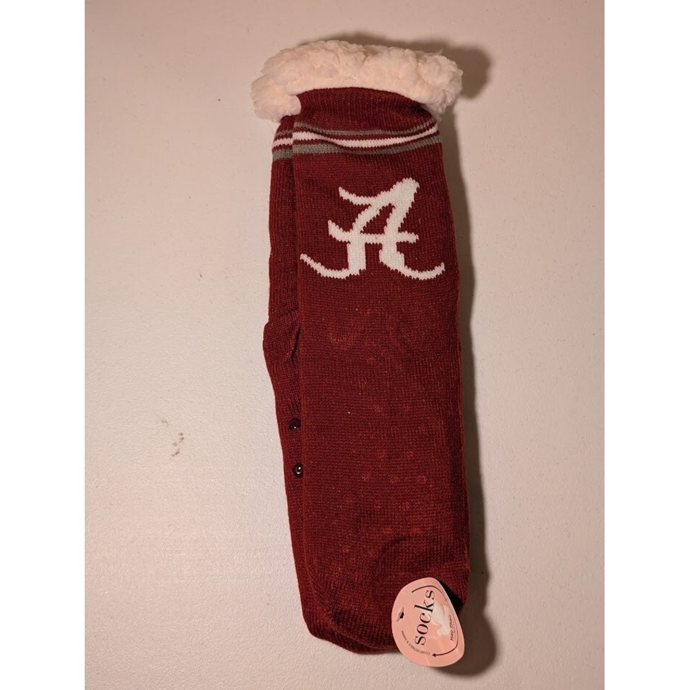 Alabama Crimson Tide Slipper Socks Non-Slip Sherpa Lined NOS - Picture 1 of 3